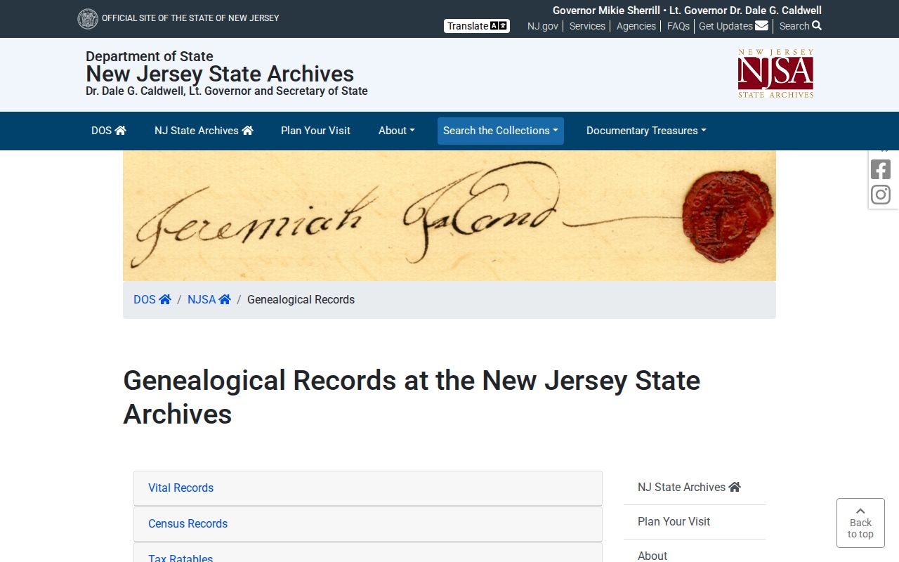 Raritan Township previous residents research through New Jersey State Archives genealogy collections