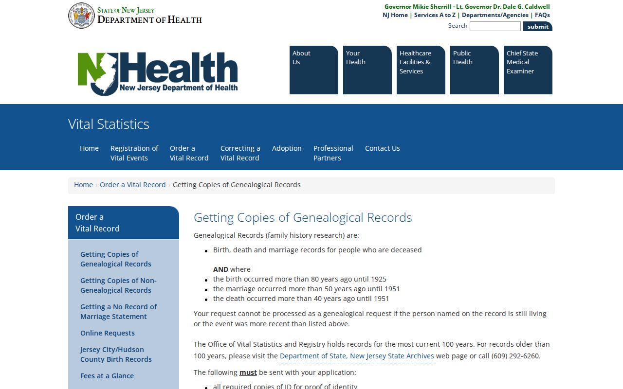 Raritan Township resident lookup and New Jersey genealogical vital-record eligibility
